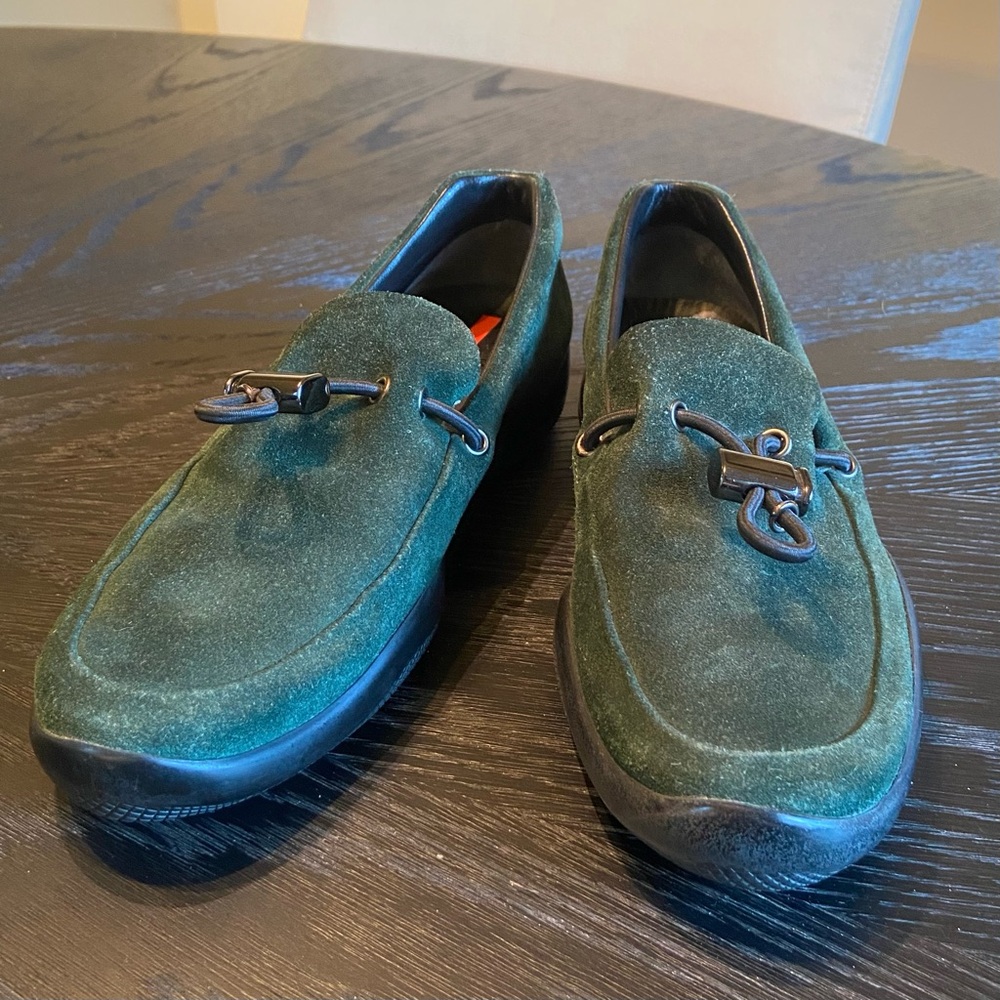 PRADA Calzature Donna Dark Green Suede Toggle Loafers Size 37 (U.S. 7)